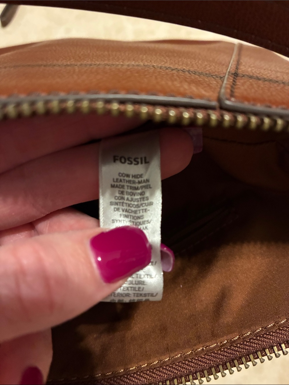Fossil Brown Leather Shoulder Bag with Wallet & Card Case - Picture 2 of 10